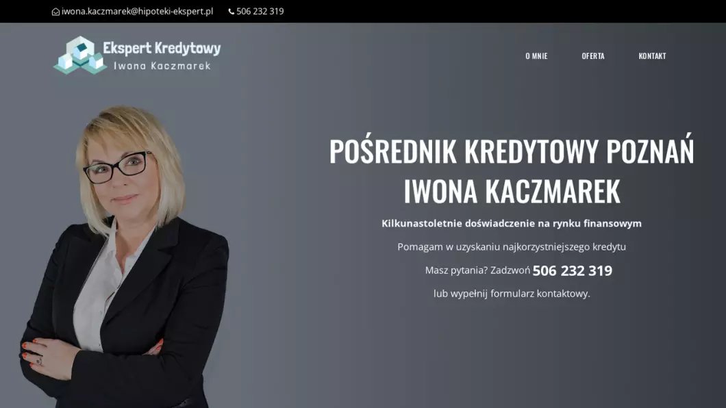 Zrzut ekranu strony firmy Ekspert Kredytowy Iwona Kaczmarek
