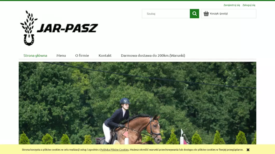Zrzut ekranu strony firmy Pasza dla zwierząt JAR-PASZ