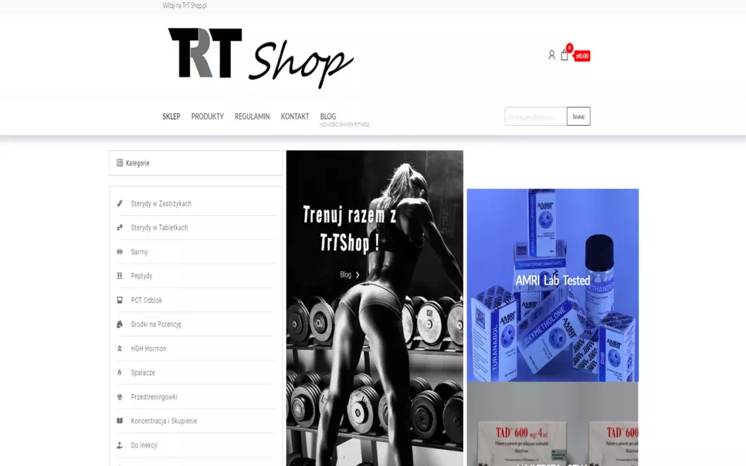 Zrzut ekranu strony firmy TRT Shop