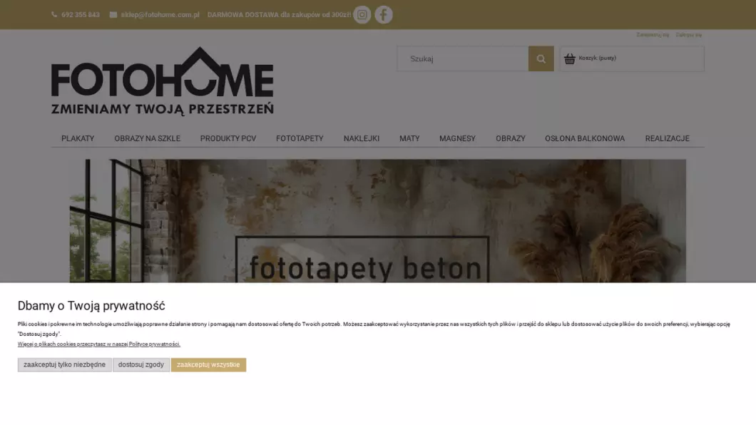 Zrzut ekranu strony firmy FotoHome