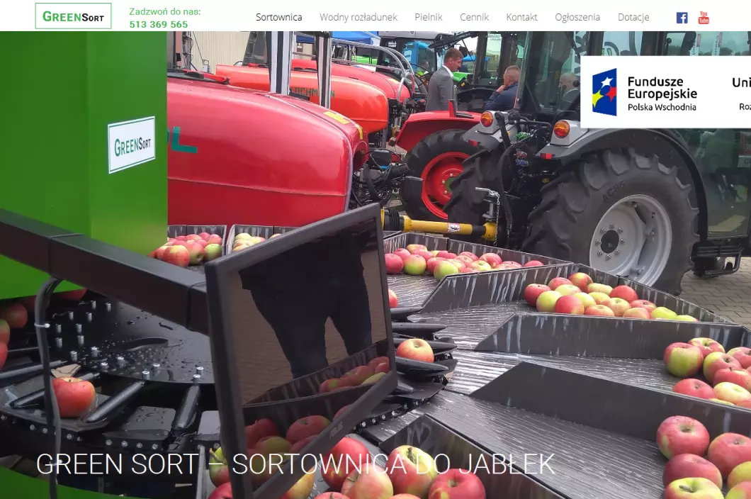 Zrzut ekranu strony firmy Sortownice do owoców - Green Sort