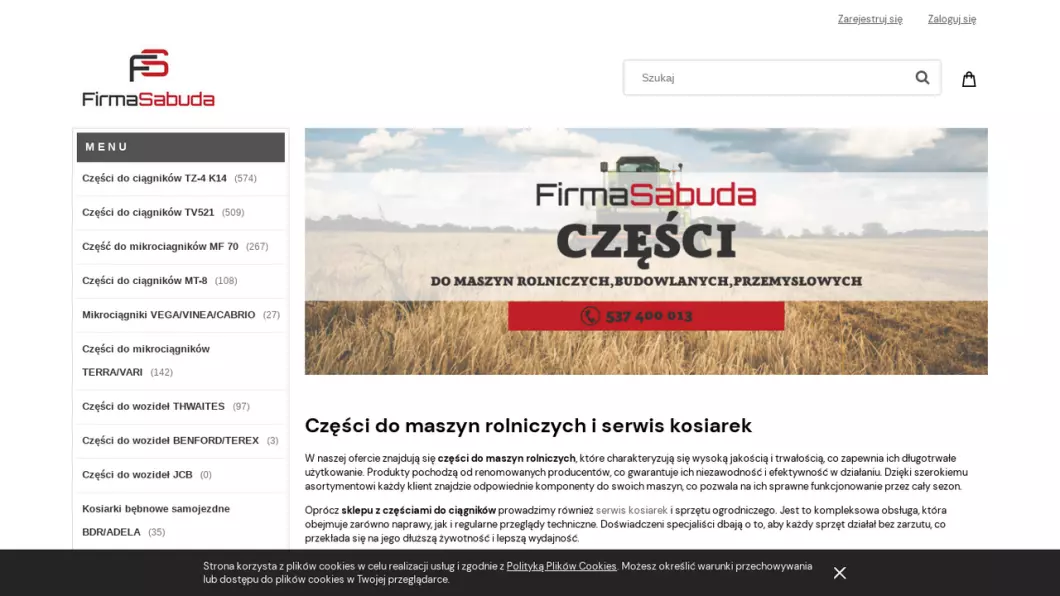 Zrzut ekranu strony firmy Centrum-części