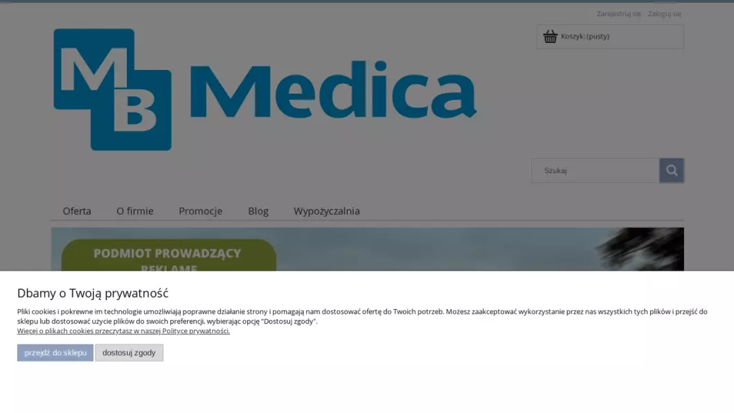 Zrzut ekranu strony firmy Sklep medyczny MB Medica