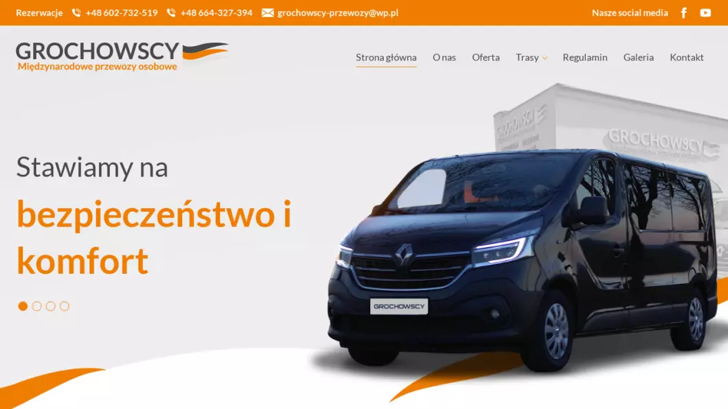 Zrzut ekranu strony firmy Grochowscy Przewozy