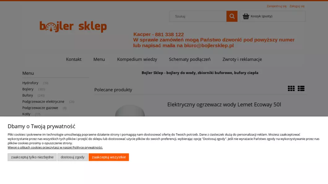 Zrzut ekranu strony firmy Bojler Sklep