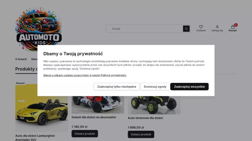 Zrzut ekranu strony firmy Automotokids