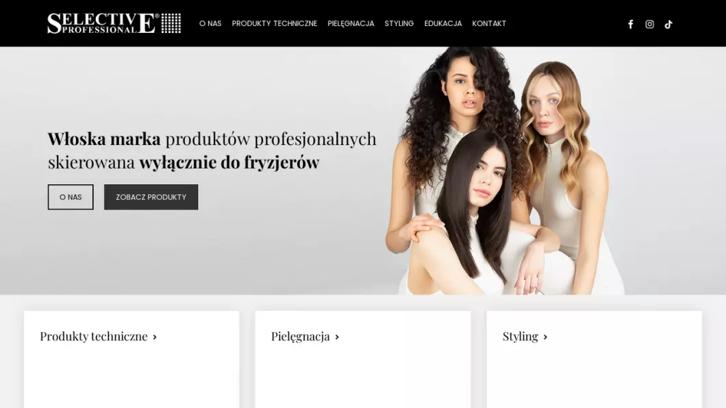 Zrzut ekranu strony firmy Giolli - Profesjonalne kosmetyki do włosów
