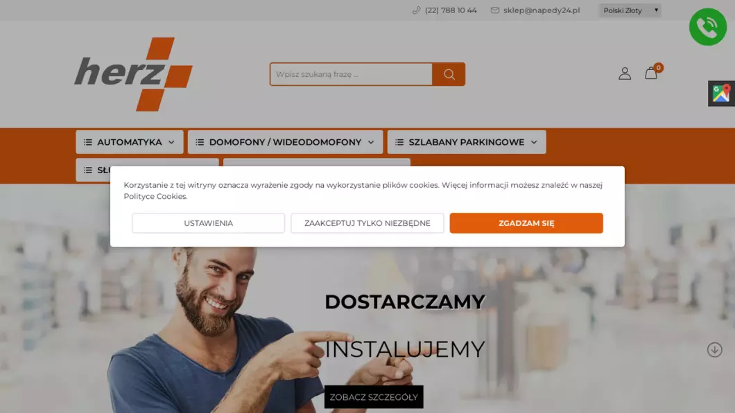 Zrzut ekranu strony firmy Wideodomofony Vidos-Sklep