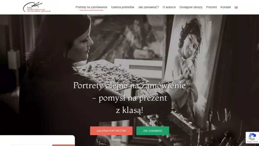 Zrzut ekranu strony firmy Monika Malinowska PALETA - portrety na zamówienie