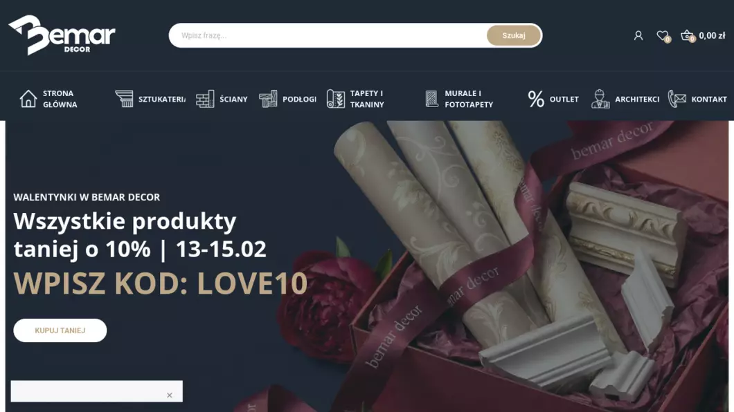 Zrzut ekranu strony firmy Bemar Decor