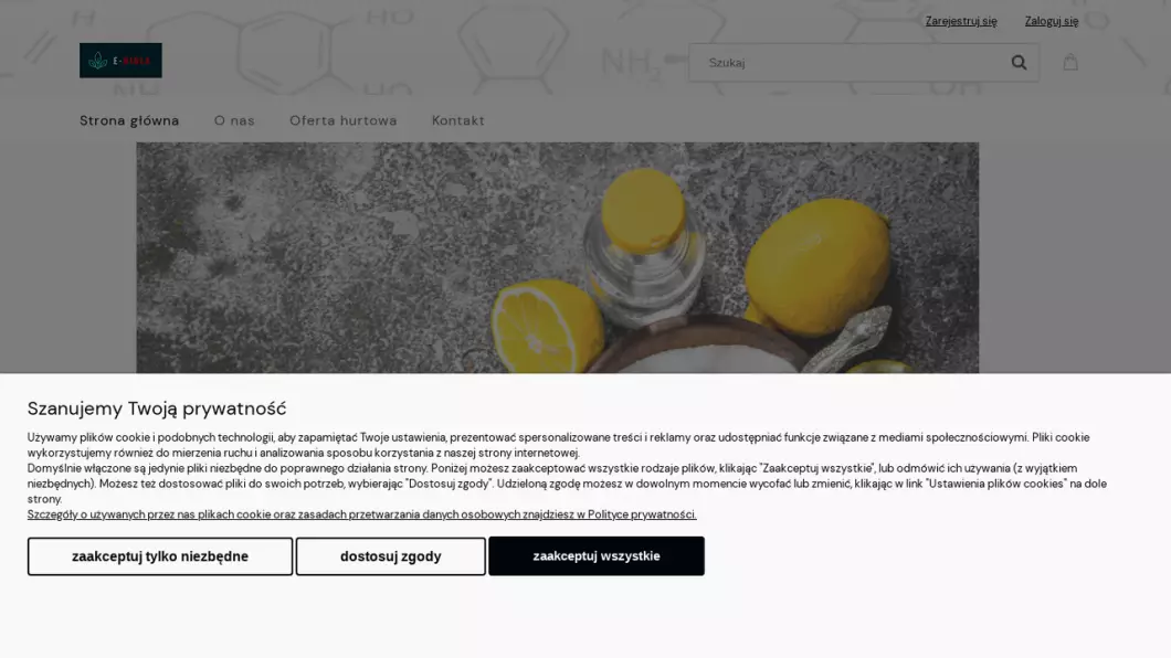 Zrzut ekranu strony firmy Surowce chemiczne E-Biola