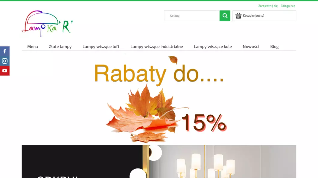 Zrzut ekranu strony firmy Sklep z oświetleniem Częstochowa | Sklep internetowy Lampka R