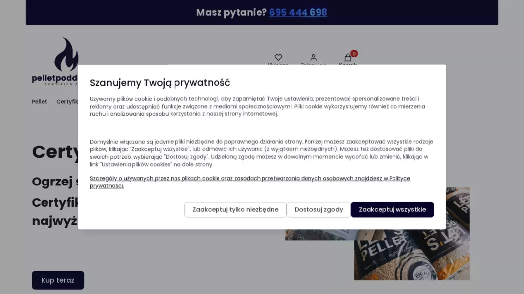 Zrzut ekranu strony firmy Pelletpoddom