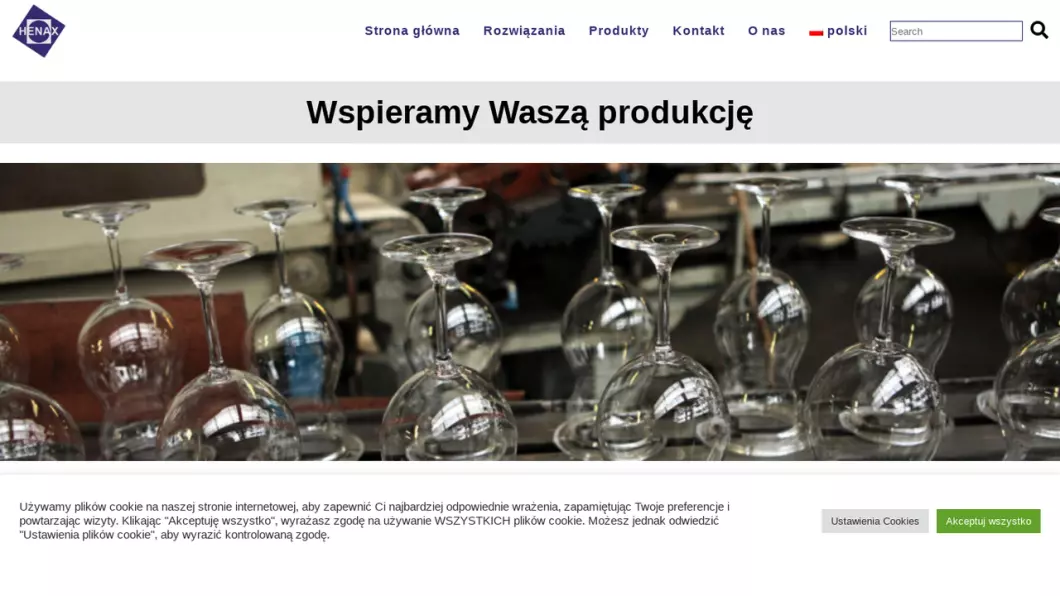 Zrzut ekranu strony firmy HENAX - Środki oddzielające Acmos