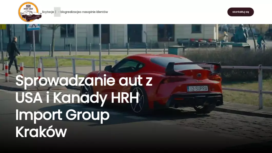 Zrzut ekranu strony firmy HRH Import Group