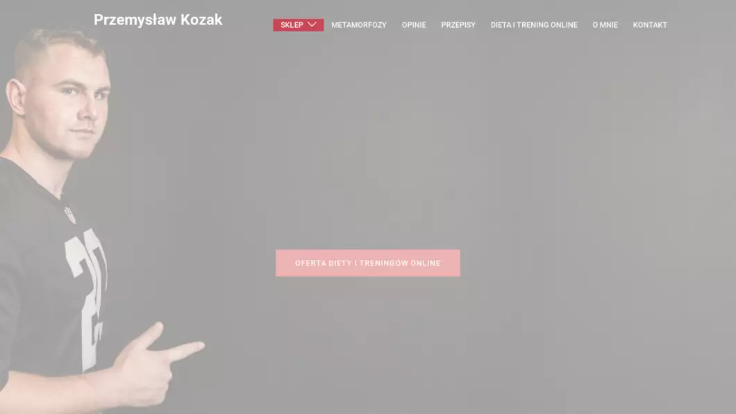 Zrzut ekranu strony firmy Przemysław Kozak - Trener i dietetyk online