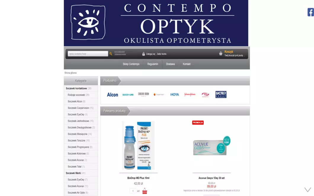 Zrzut ekranu strony firmy Contempo Optyk