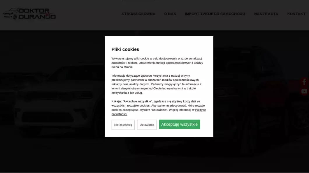 Zrzut ekranu strony firmy Import aut z USA | Doktor Durango