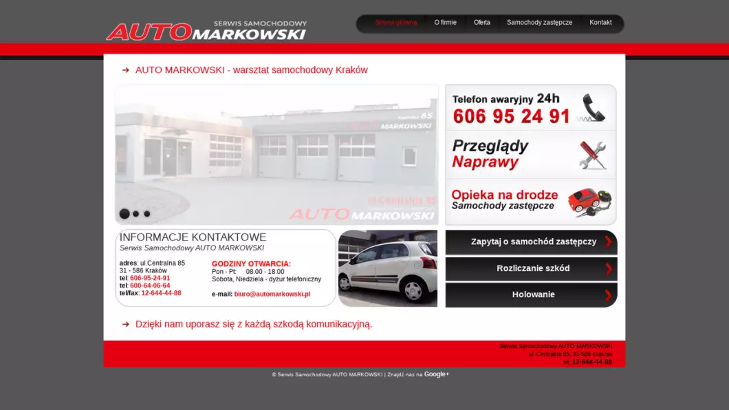 Zrzut ekranu strony firmy Serwis Samochodowy AUTO MARKOWSKI