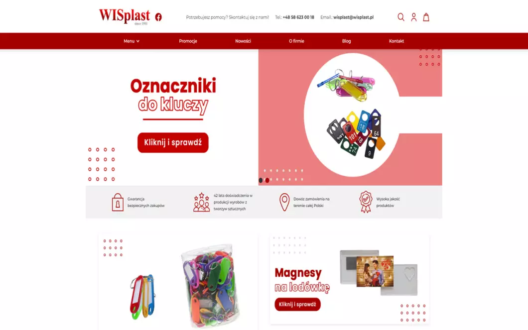 Zrzut ekranu strony firmy Breloki na zamówienie - WISplast