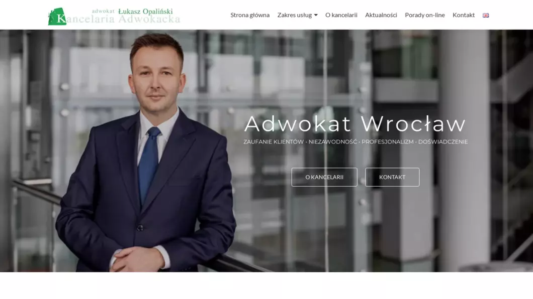 Zrzut ekranu strony firmy Kancelaria Adwokacka Łukasz Opaliński