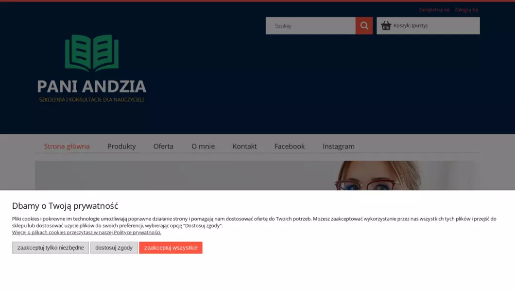 Zrzut ekranu strony firmy Szkolenia, konsultacje dla nauczycieli, rady pedagogicznej | Pani Andzia