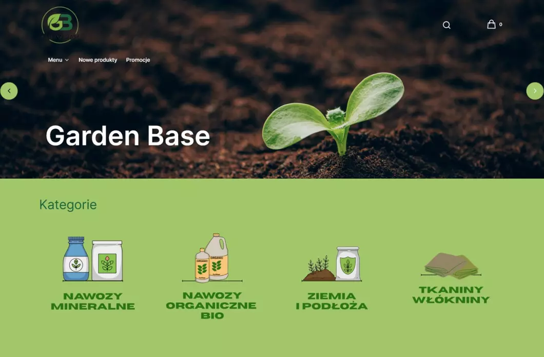 Zrzut ekranu strony firmy GardenBase