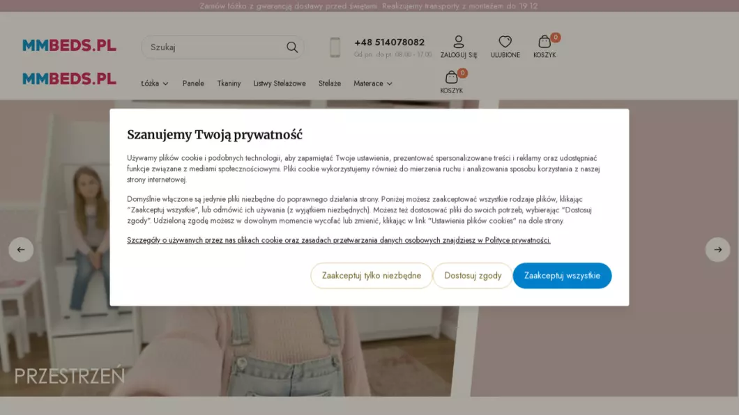 Zrzut ekranu strony firmy MMbeds