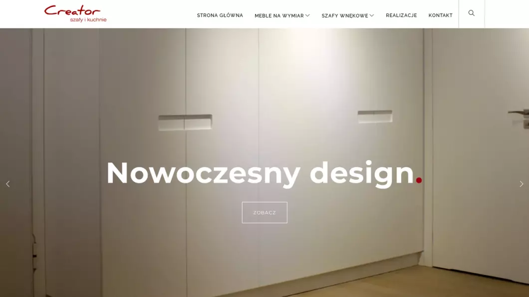Zrzut ekranu strony firmy Creator Meble