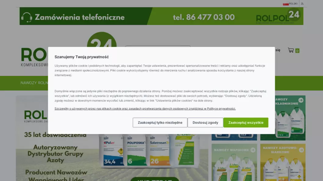 Zrzut ekranu strony firmy Rolpol24
