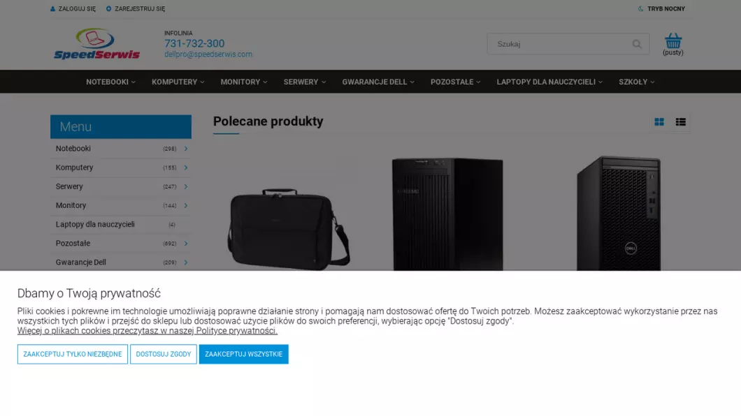 Zrzut ekranu strony firmy DellPro