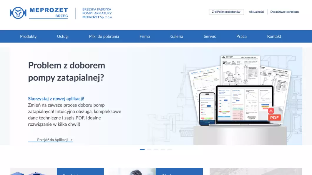 Zrzut ekranu strony firmy Meprozet