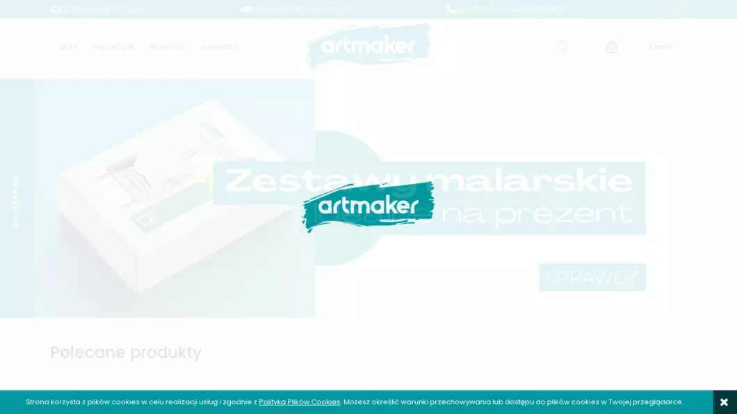 Zrzut ekranu strony firmy Sklep plastyczny - Artmaker.pl